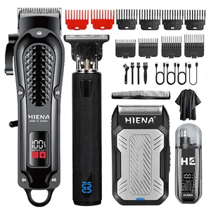 Men's Professional Haircut Kit, LED Display Hair Clipper, T-Type Razor, Shaver, Nose and Mustache Trimmer, Essential Grooming Tools