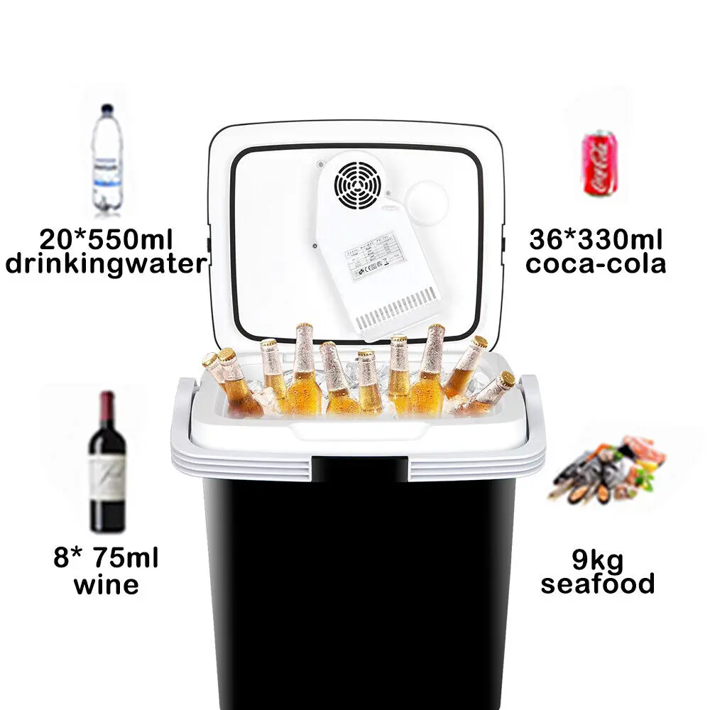 JupiterForce Compact Iceless Thermoelectric Cooler & Warmer Mini Fridge - 5.7Gal (27.5Qt) Polyester Construction, 12V Car Plug, Cooler Mini Fridges, Double-Compartment, Energy-Saving, Multi-Temperature for BBQ, Camping, Double-Compartment Mini Fridges