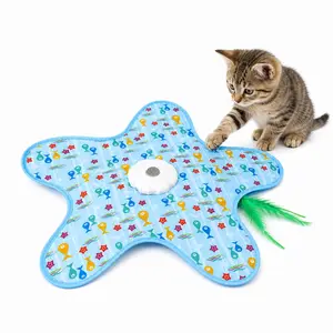 Automatic Moving Feather Cat Toy - Interactive Star-Shaped Teaser for Indoor Cats & Kittens, Boredom Relief