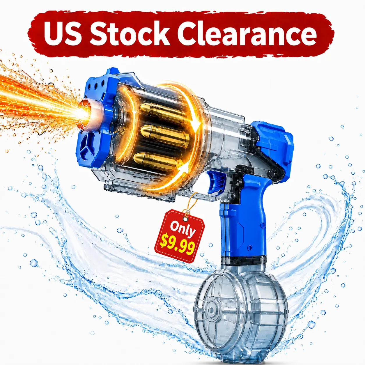 【US Stock Clearance】 Limited Deal Electric Auto Water Gun, USB Recharge High Pressure Blaster, Large Tank, Fast 3-5 Day Shipping, LED Muzzle, 25FT Range Auto Suction, Safe Non-Toxic ABS, Summer Pool Beach Toy, Gift for Kids Boys Girls 6+