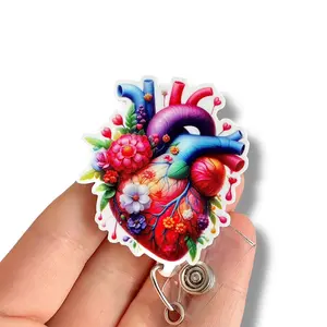 Glitter My Badge Cardiac heart badge reel for Neurosurgeon and hospital workers. Badge clip Badge pull - Retractable swivel clip with a 360 rotation. Great gift for coworker. Healthcare