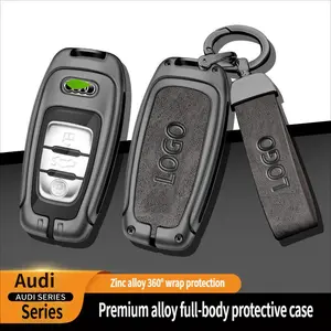 For Audi key protective case, full metal key case, suitable for Audi R8 Q5 Q7 S3 S4 S5 S6 S7 S8 SQ5 RS5 RS7 A4 A5 A6 A7 A8 car accessories smart keyless entry