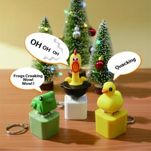 Screaming chicken, duck, frog, press sound keychain Toy,USB Rechargeable, realistic sound, cute animal sound generator, helps to focus and relax