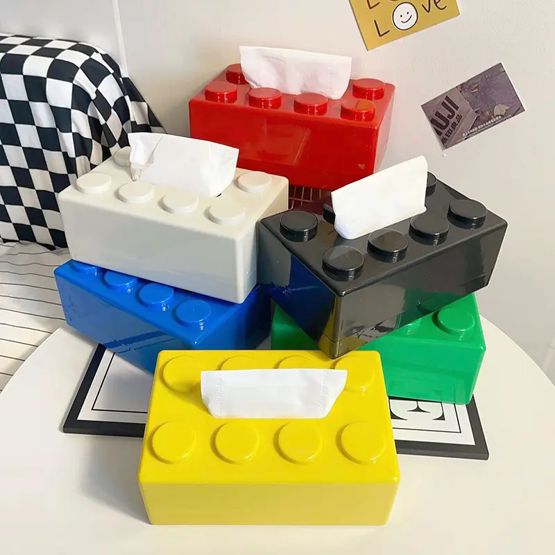 1PC Cartoon Building Block Tissue Box Household Napkin Paper Drawer Storage Box with High Aesthetic Value