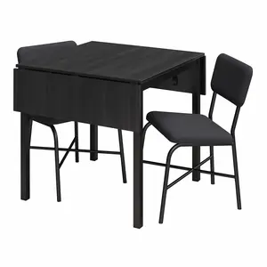 Mainstays 3-Piece Drop Leaf Table and Dining Chair Set, Black