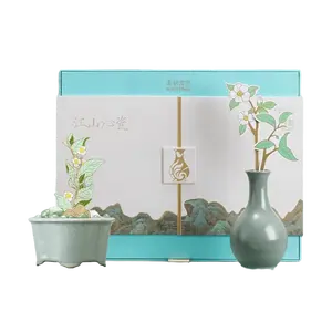 SONG CHAO Celadon Ceramic Aroma Candle Gift Set - Home Decor, Scented Candle Diffuser with Aroma Stone, Housewarming Gift