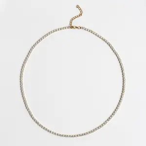 Icy Gold Tennis Necklace Gold Plated Elegant Chain Design for Everyday Wear Versatile and Stylish Jewelry Accessory
