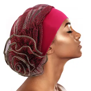 4 Pcs Elastic Lace Chemo Headwear for Women Turban Cap Cancer Head Scarf Hats Beanie Hair Wraps in Vibrant Colors