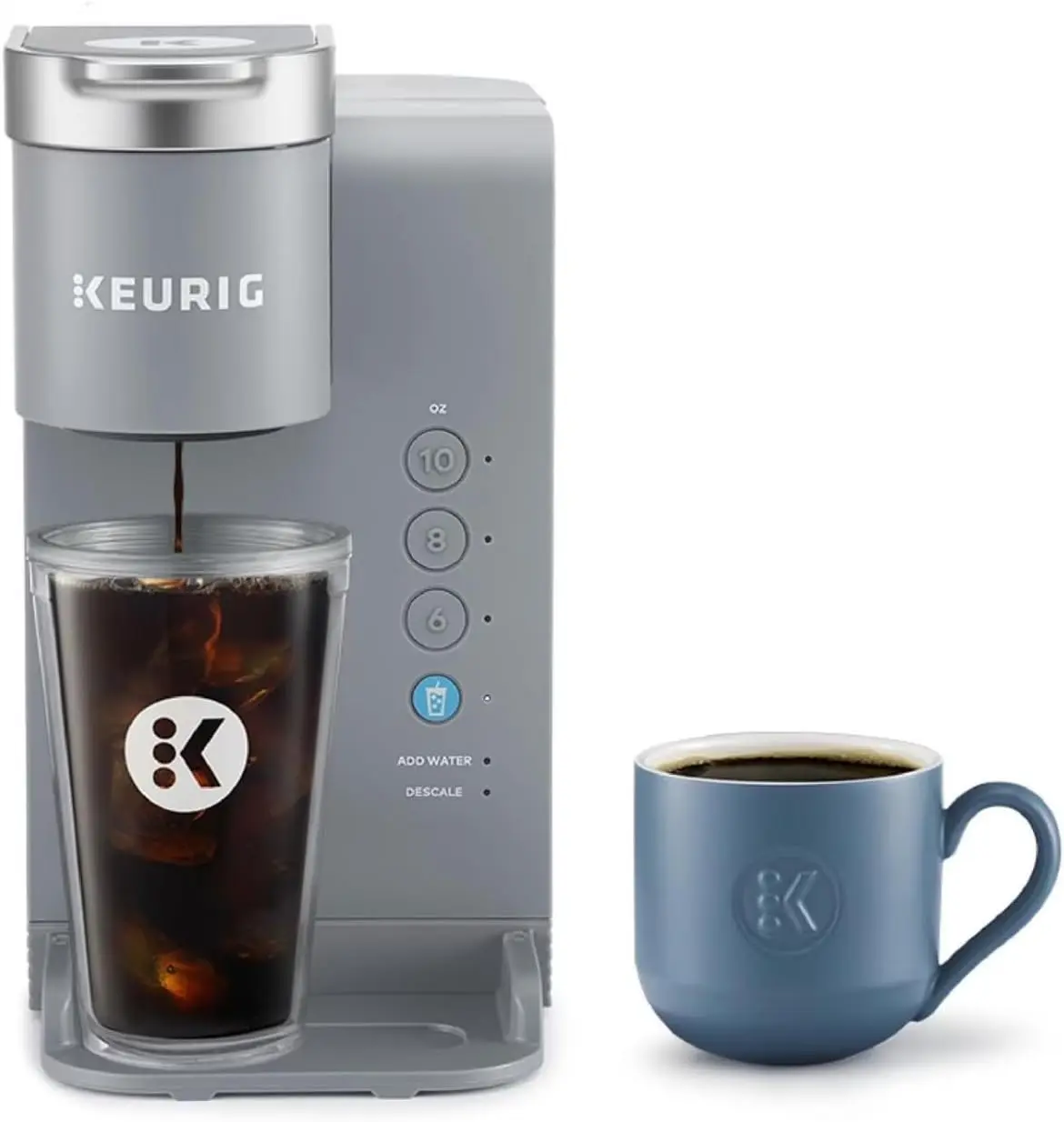 Keurig K-Express Essentials Plus - Gray Single-Serve K-Cup Pod Filter Coffee & Espresso Combination Machine for Iced and Hot Beverages