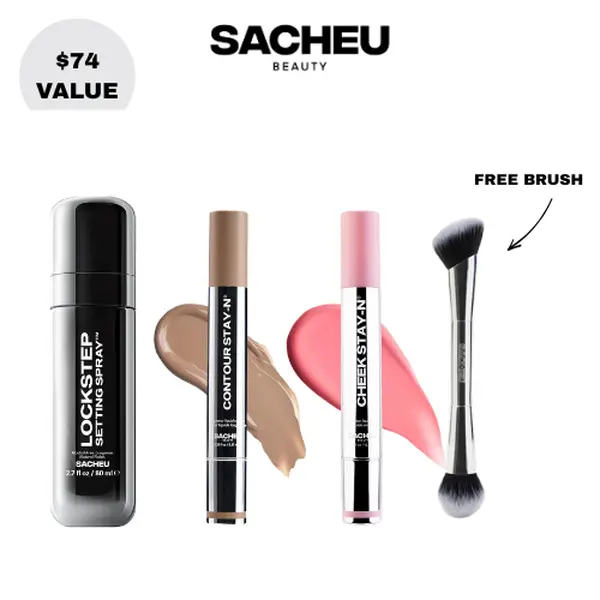sacheu Full Face Locked In | Contour, Blush & Setting Spray | 16-Hour Full-Face Base Kit