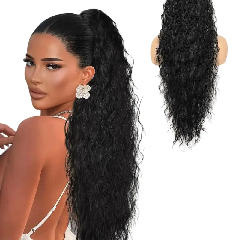 30 Inch Long Claw in Ponytail Extension, Natural Fluffy Loose Wavy Wave Synthetic Extensions, Synthetic Hairpiece for Daily & Party Use, Wavy Ponytailwig Hairstyle, Hair Weave Wig, Loose Wave Bundles