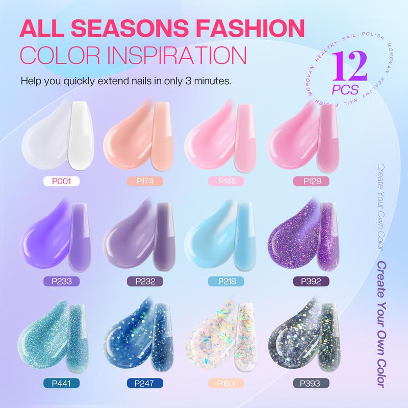 Beginner Poly Gel Nail Kit: 15/8 Colors & UV Lamp | Complete DIY Nail Art Set for Home Use | Perfect for Women & Girls