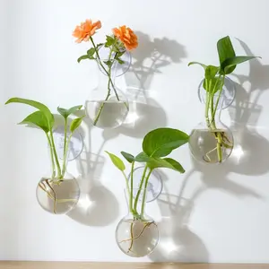 Glasseam Propagation Station Vase Glass: Set of 4, Small Vases Indoor Plants Terrarium for Home Window Decoration Living Room Office Decorations