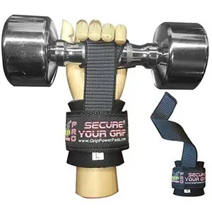 Heavy Duty Lifting Straps Neoprene Padded 1 Pair Wrist Wraps & Rubbery Grip Support Straps with Cotton Coated Rubber on One Side