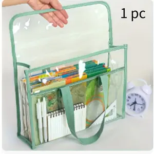 Large capacity transparent mesh storage bag handbag - portable and durable file storage bag - multifunctional thickened waterproof Travel Organizer Pouch