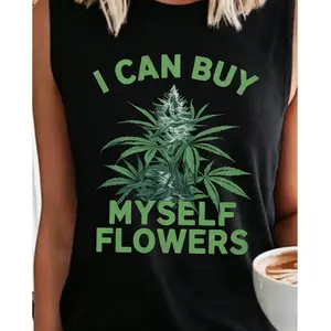 I Can Purchase Flowers for Myself. This Is a Creative Print Women'S Casual Vest Featuring a Round Neck Tank Top Design, Machine Washable, And Offers a Easy Yet Versatile Breathable Style Suitable for Spring And Summer