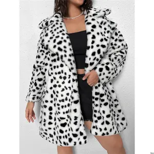 Loose Fuzzy Shoulder Drop Size Plus Priv tiktok é Dalmatian Pattern Coat For Winter