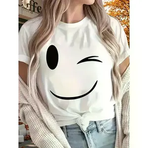 Happy 2025 New Women'S Pure Printed T-shirt, Short Sleeved, Suitable for All Seasons, Suitable for Outdoor, Home, and Sports Top Gifts