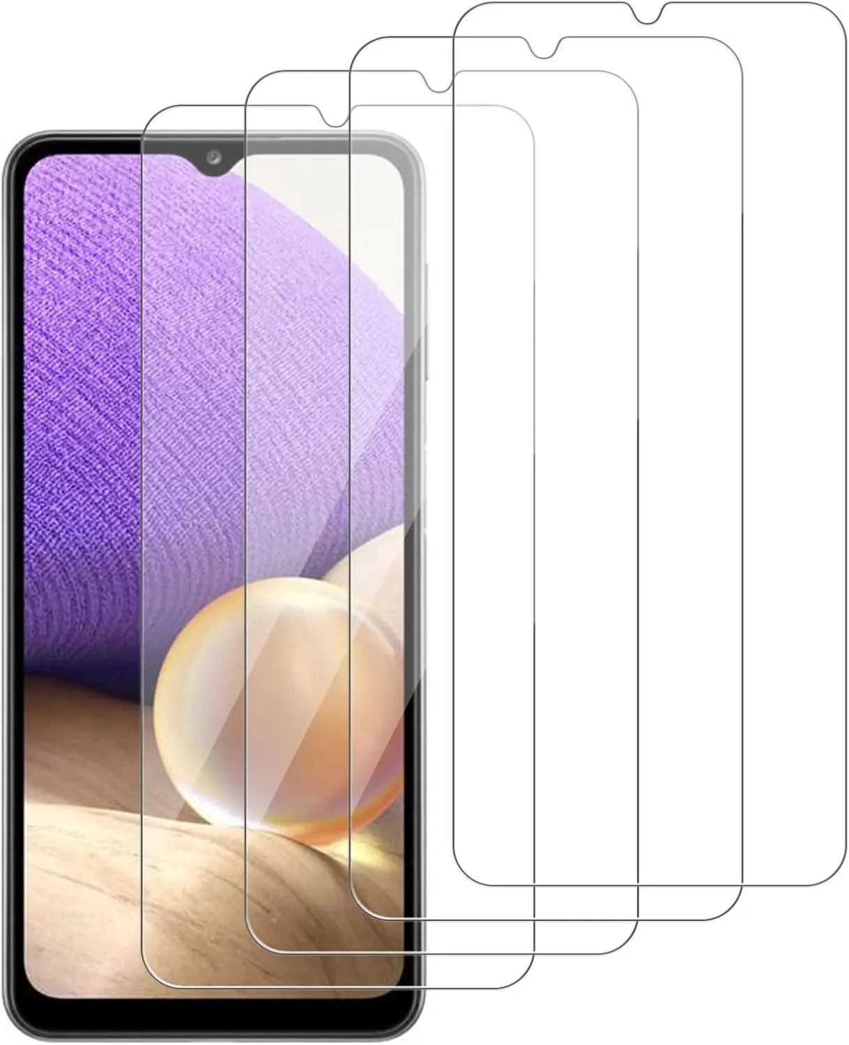 [4 Pack] Tempered Glass Screen Protector for Samsung Galaxy A32 5G (Not for A32 4G) - 9H Hardness, HD Clarity, Bubble-Free, Easy Install, Case Friendly, 2.5D Edge for Smartphone, Handheld Cellphone Devices