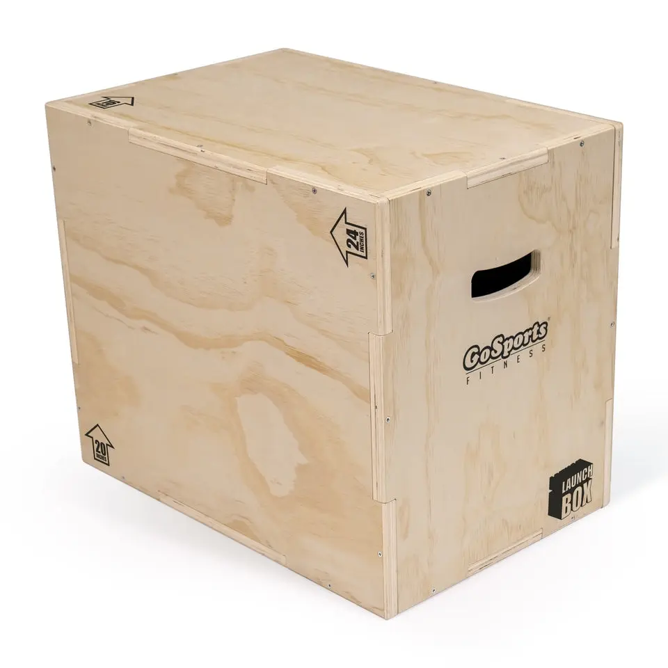 GoSports Fitness Launch Box 3-in-1 Adjustable Height Wood Plyo Jump Box for Exercises of All Skill Levels - Standard, Gym Workouts, Allen Key, All Training Skill Levels