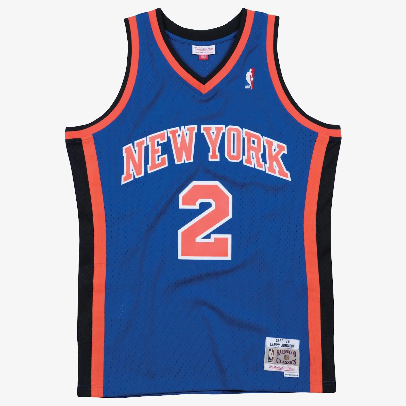 Larry Johnson New York Knicks 1998-99 Blue Swingman Player Jersey NBA Throwback Basketball Hardwood Classics Fan Gear Mitchell & Ness