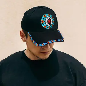 Blue Turtle Baseball Cap With Patch And Brim Cotton Unisex Native American Style