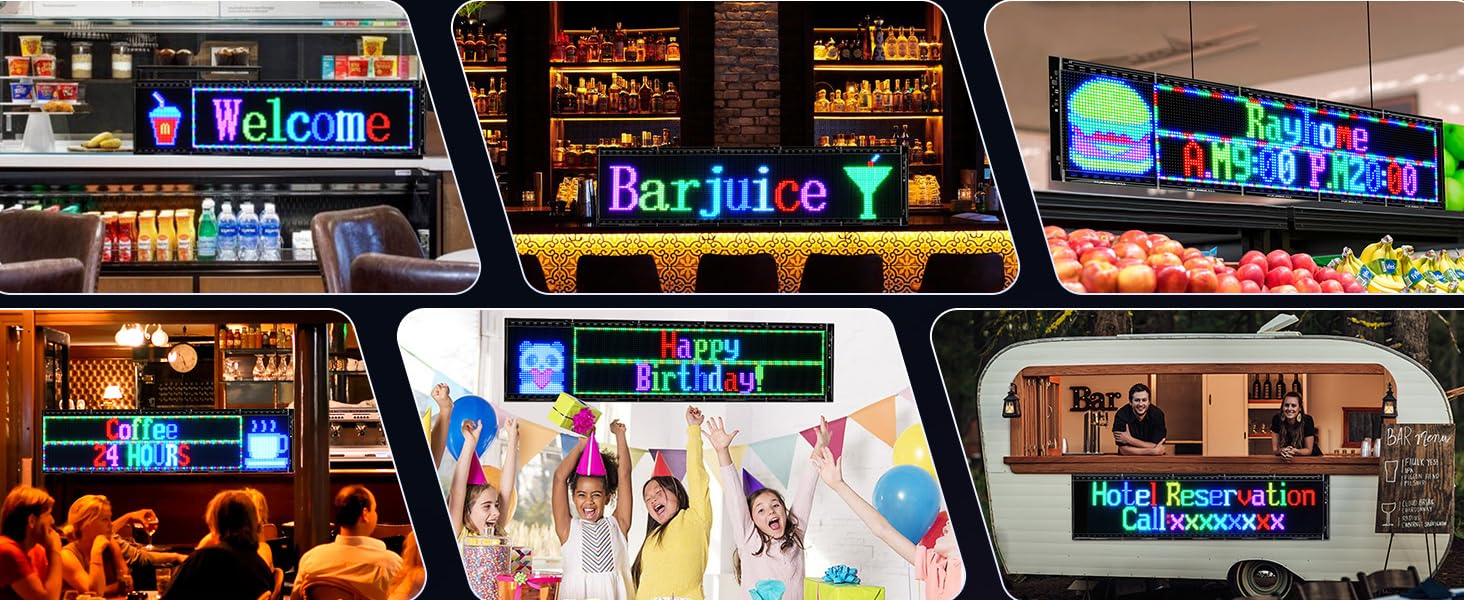 Programmable LED Car Sign, Flexible RGB Matrix Panel with Bluetooth App & Remote, Scrolling Custom Text Animations for Car Window, Store, Bar, Party