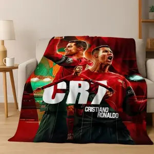 3D Goat Ronaldo Cartoon Art Flannel Blanket - Premium Flannel Material Cozy Soft Throw for Home Bedroom Bed Sofa Picnic Cover Kids Mother's Day Valentine's Day Birthday Christmas Gift Applies to Super soft  decorative sofa/sofa/bedroom