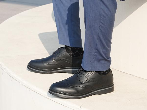 Hawkwell Men's Plus Size Wingtip Brogue Oxfords Dress Shoes