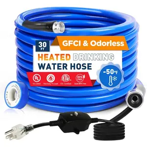 30FT(10-50FT) Heated Drinking Hose, -50 ° F-46 ° C Heated Hose for RV with Leakage Protection for 5/8" Inner, Self-Regulating Hose Heater with 3/4" NH Fittings for RV &