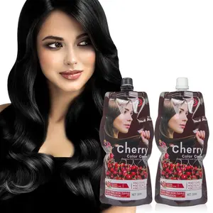 Mokeru Cherry Hair Dye Cream 500ml*2/Pack Ammonia-Free Instant Hair Dye Cream 10 Black Hair Shampoo, Color Hair Dye