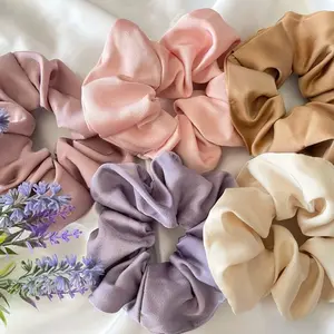 Satin Scrunchies - Oversized Hair Accessory in Assorted Colors, Approximately 5 x 5 Inches, Reduces Hair Creasing & Headache, Handpicked Design