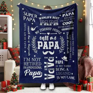 To My Papa Flannel Blanket Funny Definition Quote Print Throw Blanket Slogan Print Blanket Gift for Dad Grandpa from Kids Father's Day Birthday Cozy Sofa Plush Blanket