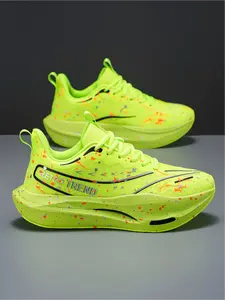 Men's Large Size Racing Training Running Shoes, Breathable Mesh Lightweight Midsole, Anti-Slip Pattern Soft Elastic Cushion Daily Jogging Shoes