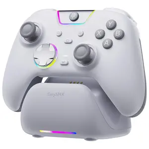 EasySMX X05Pro Wireless Game Controller with Smart Charging Dock, Hall Effect No Drift Joysticks, Full Silent Buttons, Dual-Stage Linear Triggers, Programmable Keys, 1000Hz Polling, 1000mAh Long Battery Compatible with PC, Switch, Android, iOS
