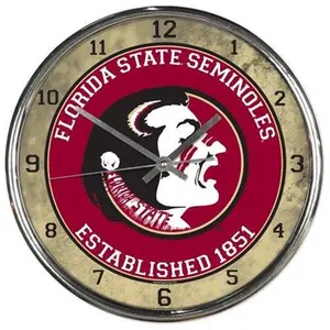 Florida State Seminoles Round Chrome Wall Clock