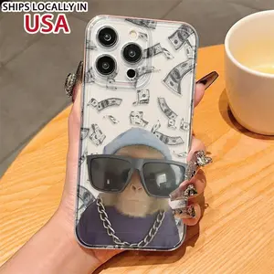 Cute Monkey Design Phone Case, Anti-drop Phone Protective Cover, Phone Accessory Compatible with iPhone 11 12 13 14 15 Pro Max