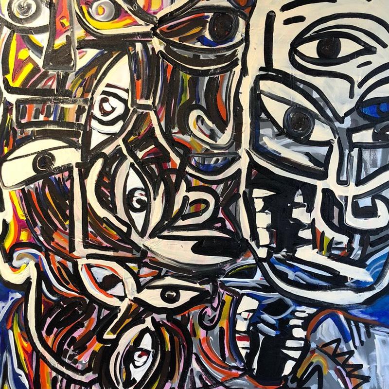 William L Womack Canvas Painting title Picasso Nightmare Unframed, Vibrant Colors, Standard Size, No Stretchers Included, Ideal for Home or Office Display