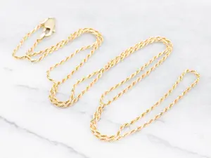 Long 18-Karat Gold Rope Twist Chain