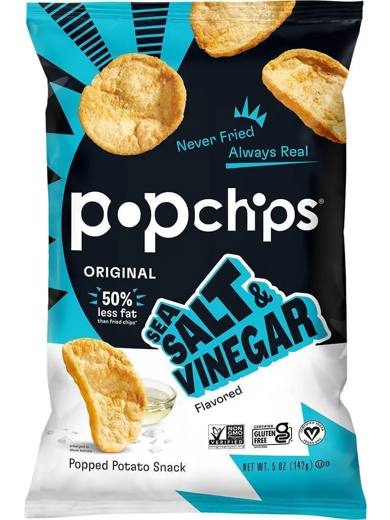 Popchips Popped Potato Chips, Sea Salt Vinegar Flavor, 5oz, 12 Bags