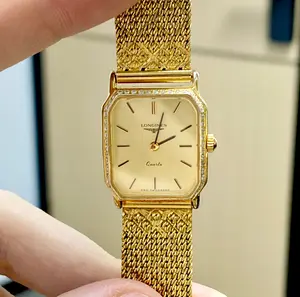 Longines Vintage 20mm Quartz - Gold Dial, Two-Tone Bracelet & Diamond-Set Caseback Ladies Watch MWT000600