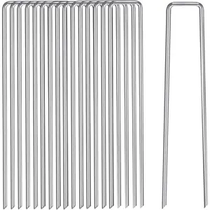 6 Inch Garden Stakes Metal Landscape Staples 11 Gauge Stakes Galvanized Steel Lawn Stakes Yard Staples Securing Pegs for Weed Barrier Fabric Ground Cover Holding Fence and Artificial Turf 10 Packs