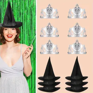 12 PCS Party Hat Queen Wizard Hats Decoration for Birthday Costume Cosplay Halloween Party Plies Photo Props for ChristmasGraduation (6 Crown 6 Witch Hat)