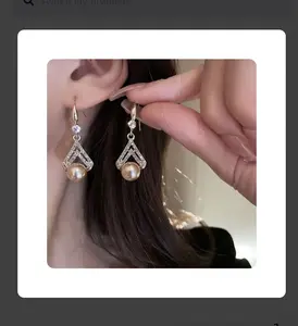 Fashion all match water drop Pearl Earrings personality trends