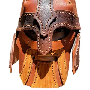 Mens Fantasy Viking Helmet with Beard Cosplay Renfest Costume Menswear Clothes Bestie
