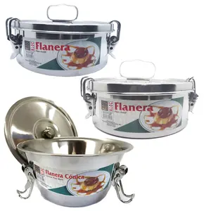 Kloc Stainless Steel Flan Pot with Lid & Locking Handle Durable Round Cookware Mold for Kitchen Use as Bowl Pot or Pan Dishwasher Safe Baking Dish