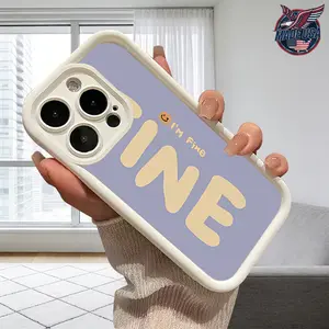 Funny Im Fine Smiley Face Pastel Bubble Letter Aesthetic for iPhone 17 16 15 14 Pro Max 13 12 11 Air XR XS Plus Slim Shockproof TPU Case
