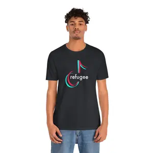 TikTok Refugee Unisex T-Shirt for Influencers, Gildan 5000 Cotton Tee, Social Media Statement Shirt Casual Menswear