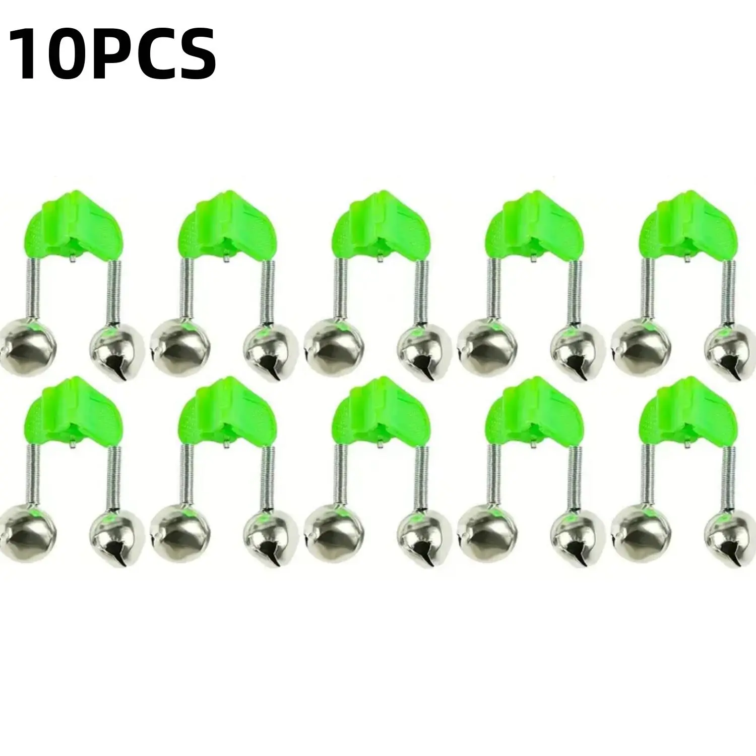 Clip-On Double Bell Fishing Rod Alarms - Loud Alert Strike Indicator with Glow Stick Holder, Lightweight Iron & Plastic Tackle Accessory for Night and Day Fishing (10 Pcs)