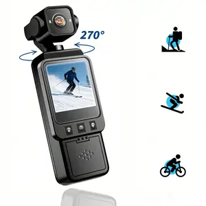 1080P Mini Pocket Camera, Vlog Camera, Vlogging Camera with 270° Rotating Lens & 6X Zoom, Wearable Body Camera for Adventures, Supports Audio & Video Recording, Compact Action Camera, Loop Recording, Perfect for Daily Life, Sports, Wireless Vlog Camera
